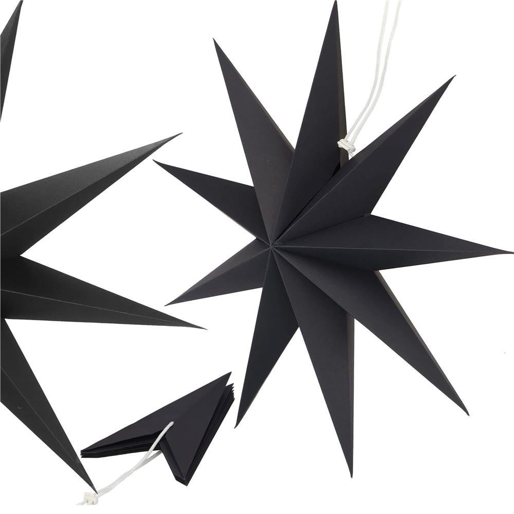 Stea decorativa 3D din hartie, cu 9 colturi, 60 cm, neagra - imagine 5