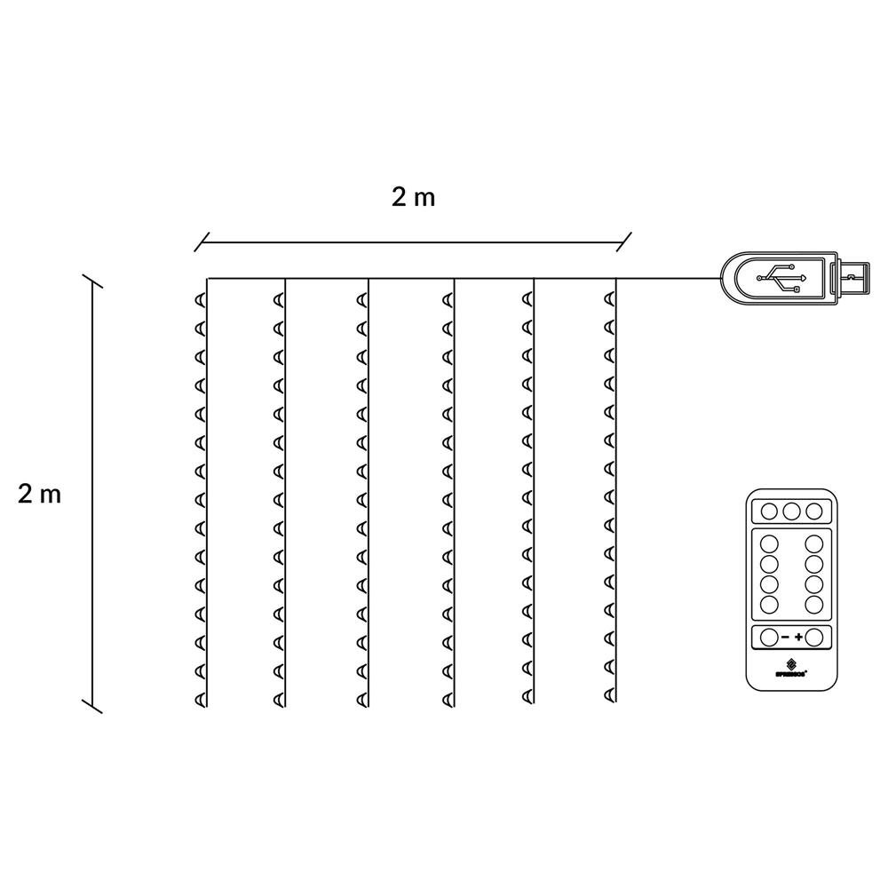 Ghirlanda luminoasa tip perdea 200 LED-uri, 2x2m, pentru interior, alimentare USB, alb - imagine 12