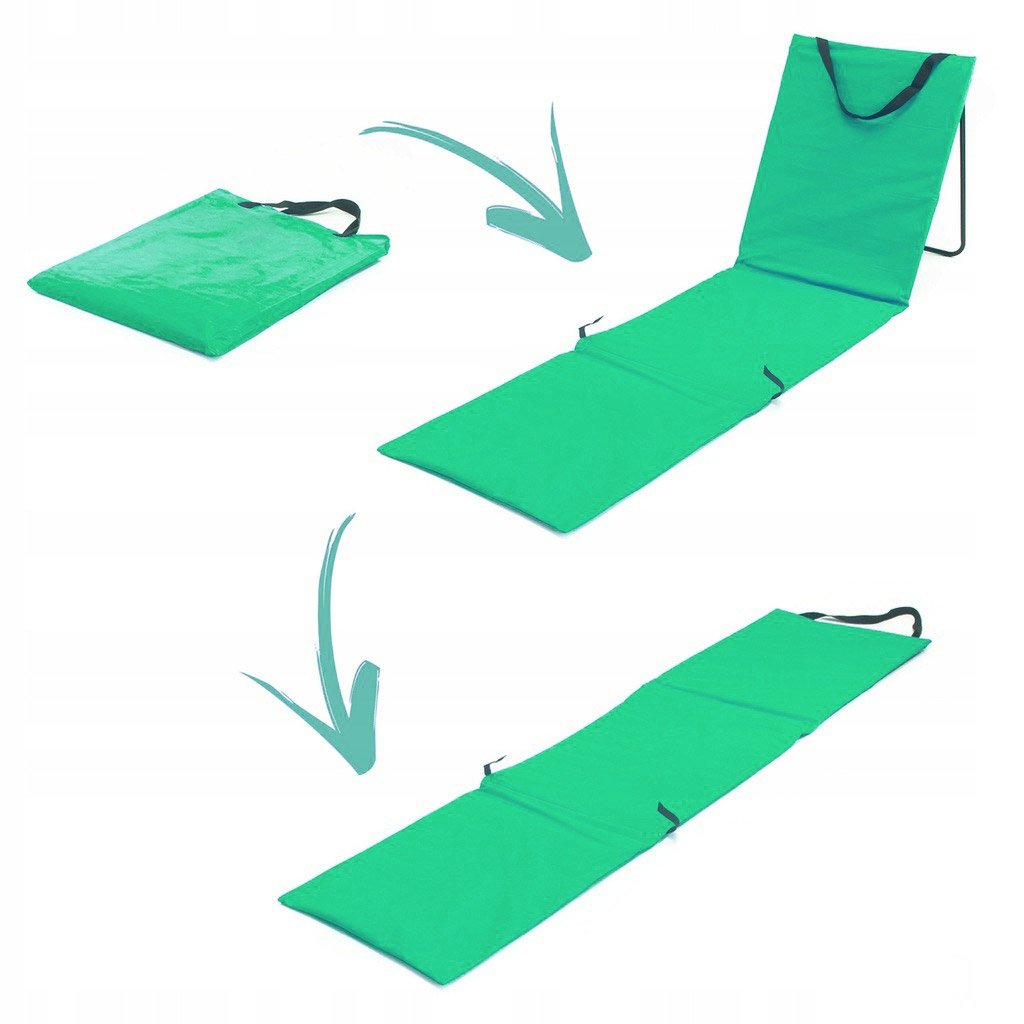 Sezlong de plaja pliabil, spatar cu cadru metalic, reglabil, 150x47x48 cm, verde - imagine 5