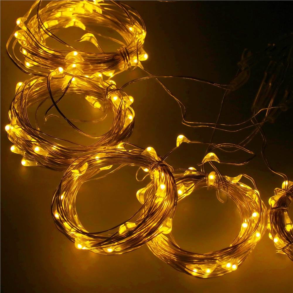 Perdea luminoasa 300 LED-uri, 3m, pentru interior/exterior, telecomanda, iluminare galbena - imagine 9