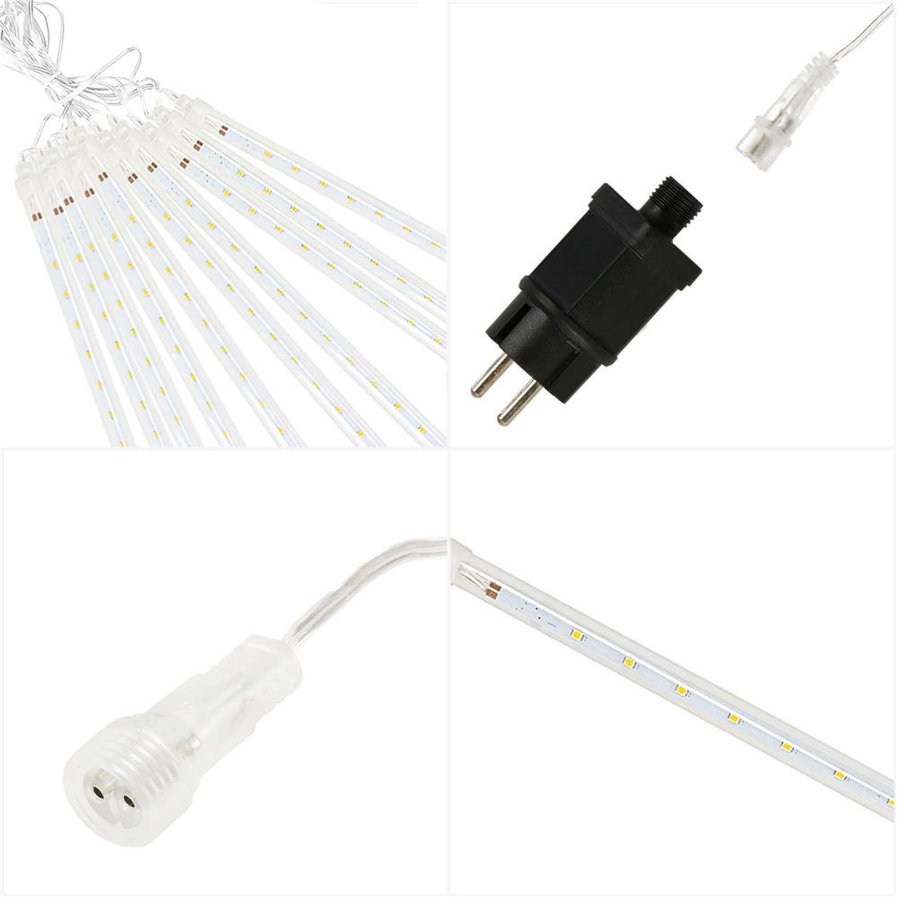 Instalatie de Craciun, 10 tuburi, 50cm, 480 LED, ploaie de meteoriti, albastru - imagine 12