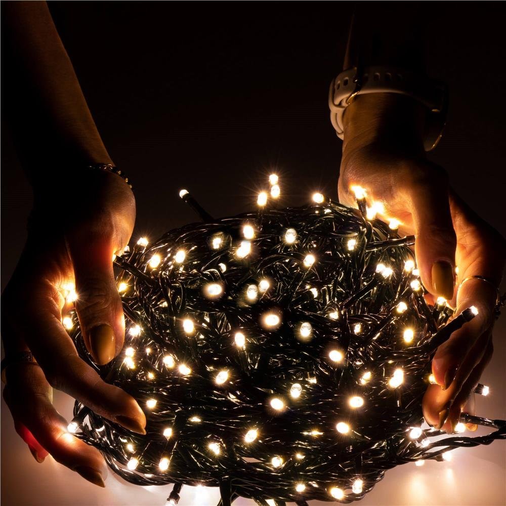 Instalatie lumini pentru bradul de Craciun, 91,5 metri, 1500 LED-uri, alb cald - imagine 6