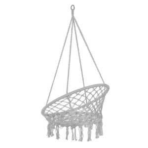 Scaun rotund Sersimo tip leagan suspendat cu perna Confort casa sau gradina, gri