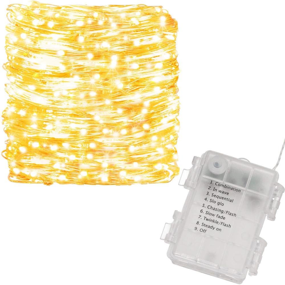 Perdea luminoasa 300 LED-uri, 3m, pentru interior/exterior, telecomanda, iluminare galbena - imagine 7