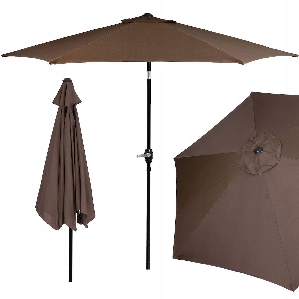 Umbrela terasa gradina, cu manivela si inclinare, GU23, diametru 260cm, maro - imagine 13
