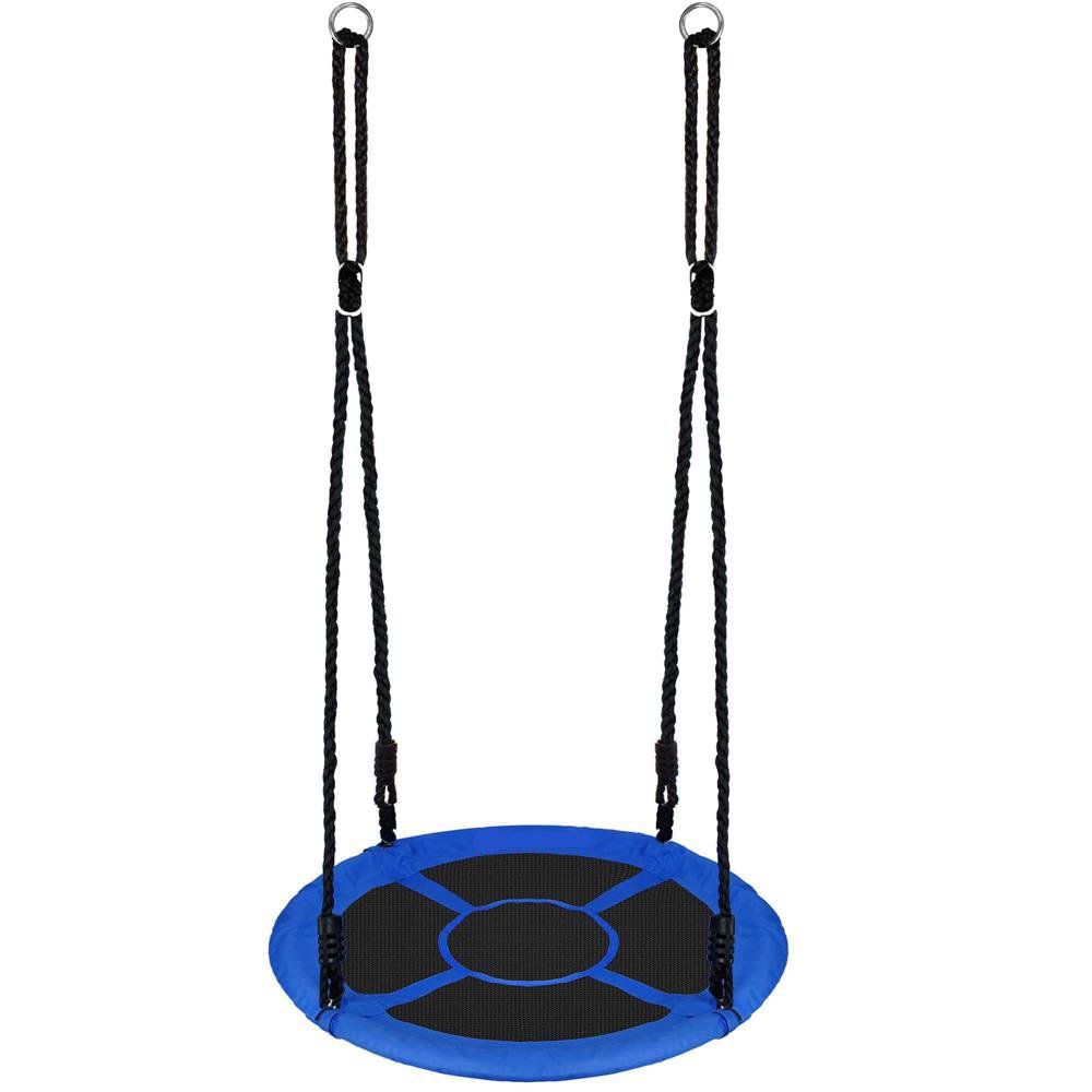 Leagan tip cuib Sersimo NS24, diametru 110cm, inaltime reglabila, pentru exterior, sarcina 150 kg, Albastru Negru - imagine 2