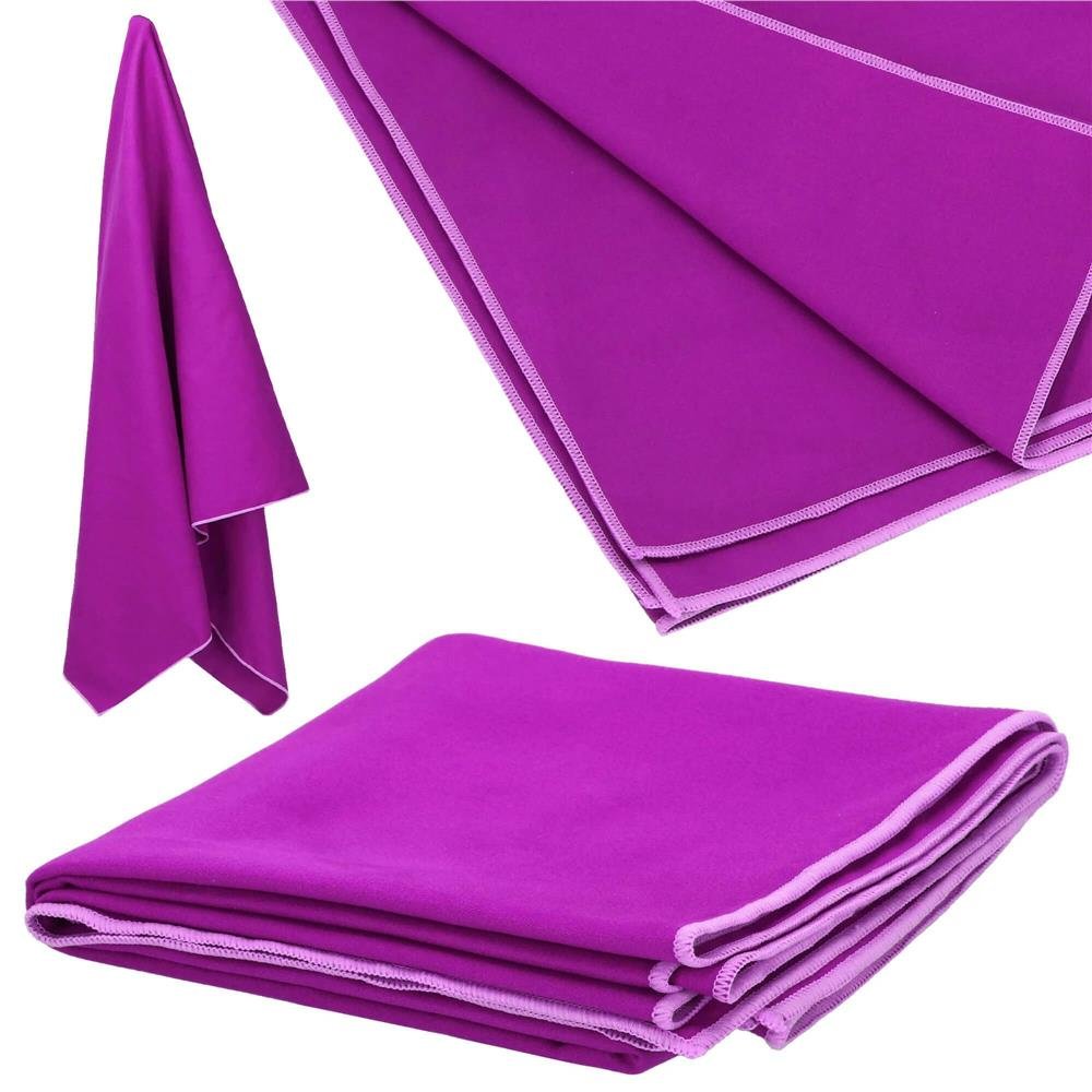 Prosop de plaja cu uscare rapida, husa de transport, 75x150cm, violet - imagine 3