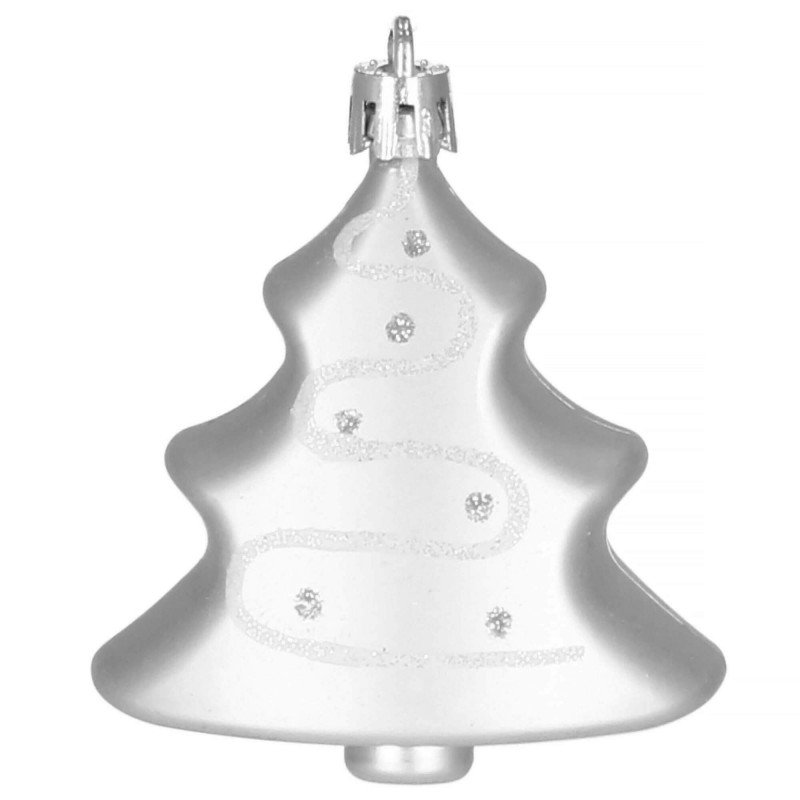 Set globuri si decoratiuni de Craciun, 77 piese, diverse dimensiuni, argintiu - imagine 12