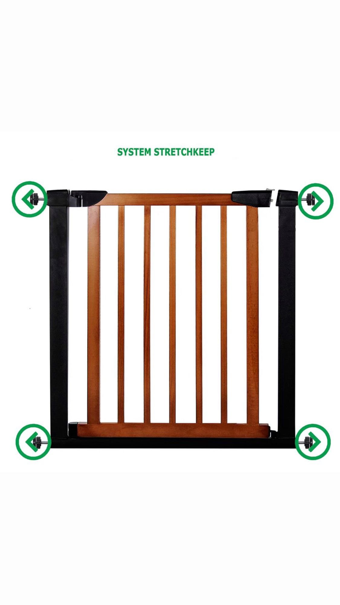 Poarta de siguranta Safety Gate pentru scari, ajustabila 75-82 cm, din otel si lemn, negru maro - imagine 5