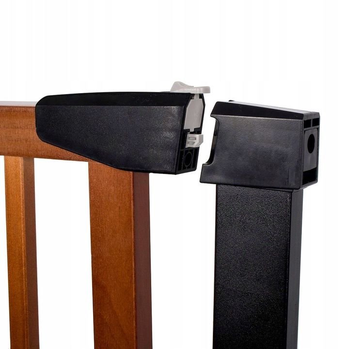 Poarta de siguranta Safety Gate pentru scari, ajustabila 103-110 cm, din otel si lemn, negru maro - imagine 6