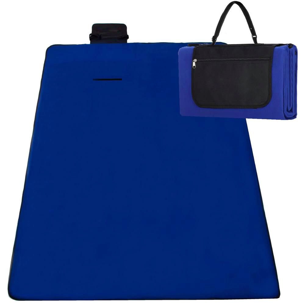 Patura pentru picnic sau plaja, cu folie izolatoare si maner, 200x200cm, albastru cobalt - imagine 13