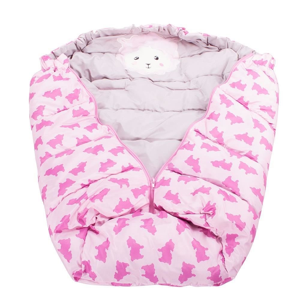 Sac iarna pentru carucior model universal, 80x45cm, roz - imagine 4