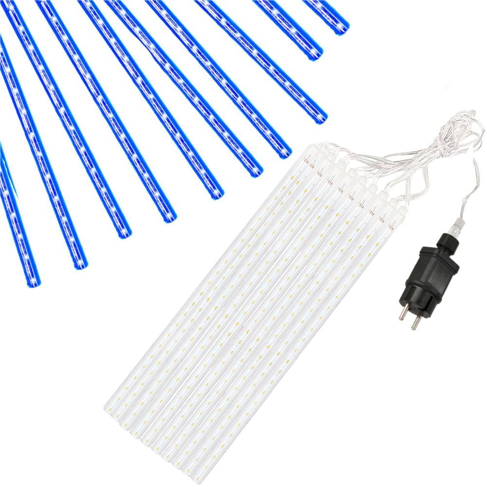 Instalatie de Craciun, 10 tuburi, 50cm, 480 LED, ploaie de meteoriti, albastru - imagine 4