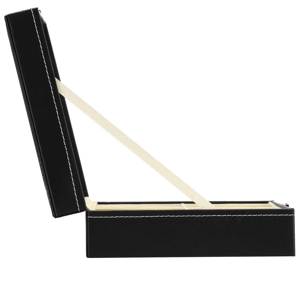 Cutie depozitare si organizare ceasuri, MDF, piele ecologica, 30x20x8cm, negru interior crem - imagine 6