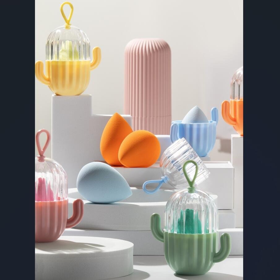 Burete machiaj, pentru aplicarea fondului de ten, Blender, stil lacrima Top Choice 38419, cu cutie depozitare - imagine 10