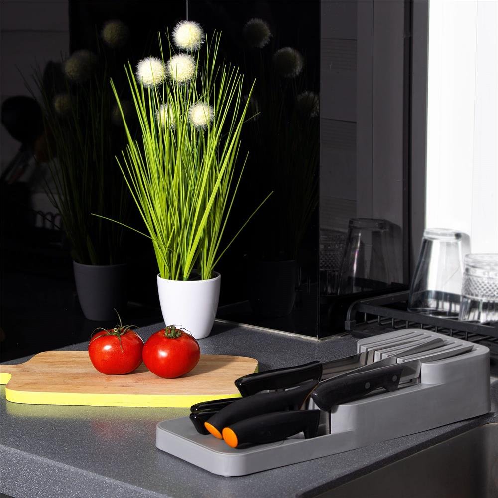 Organizator cutite pentru sertar, 9 compartimente, 40x14cm, gri - imagine 5