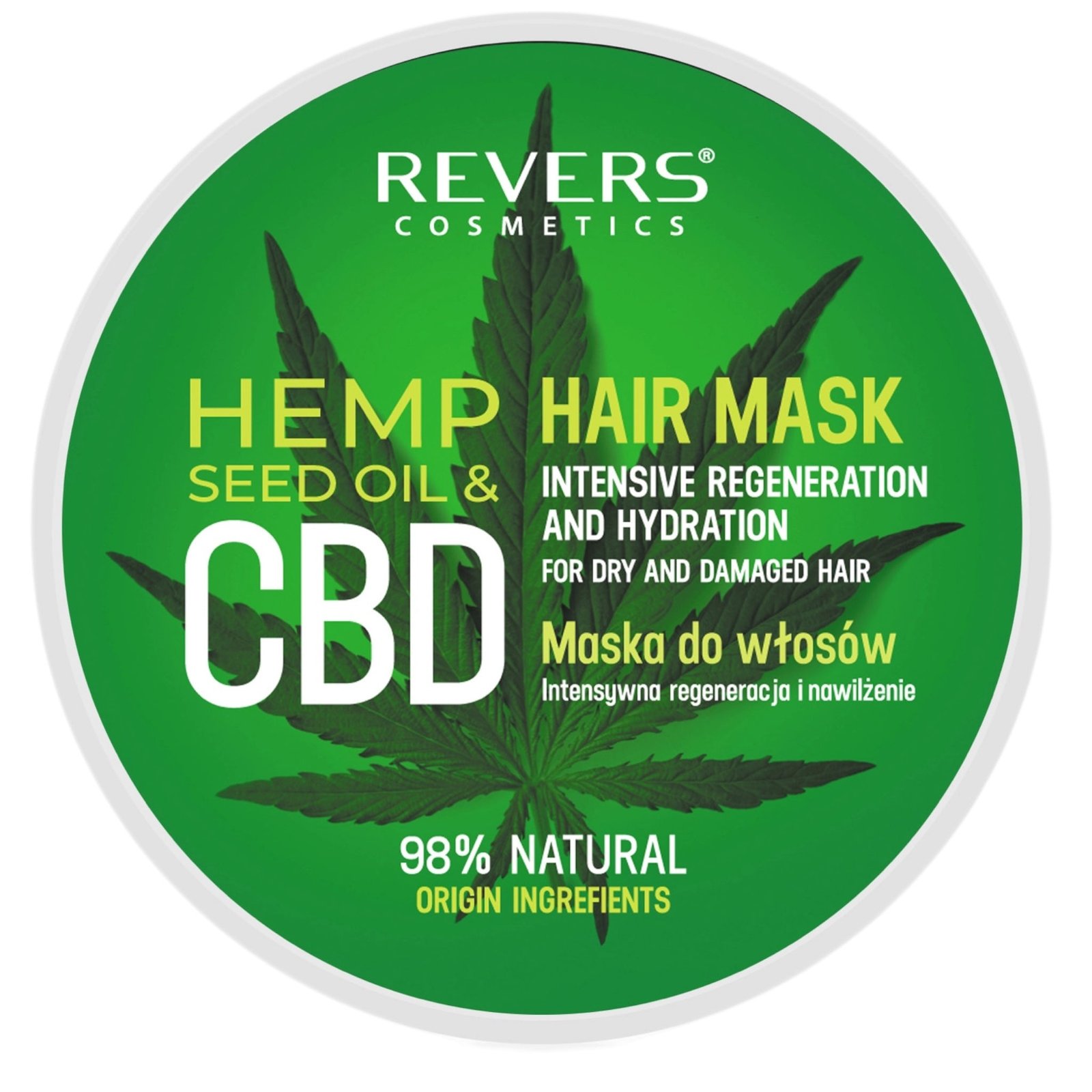 Mască de păr cu ulei natural de cânepă si CBD, Revers, regenerare si hidratare intensiva, 250ml - imagine 2