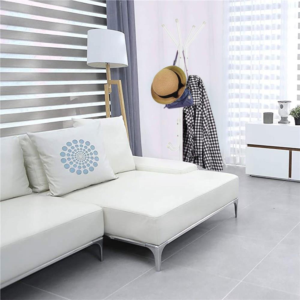 Cuier tip pom metalic Sersimo, 12 agatatoare, 177cm, alb - imagine 9