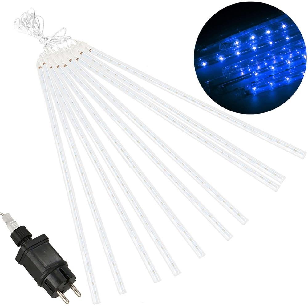 Instalatie de Craciun, 10 tuburi, 50cm, 480 LED, ploaie de meteoriti, albastru - imagine 3