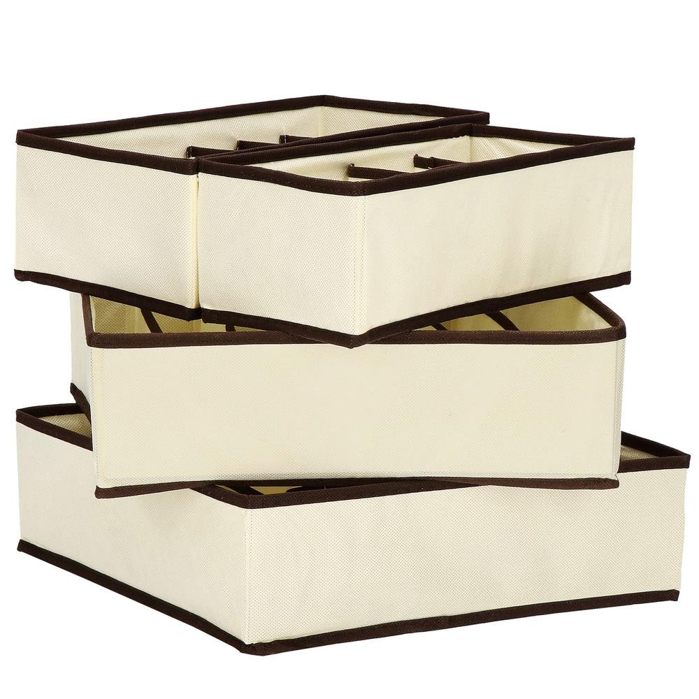 Set 4 organizatoare Sersimo sertar pentru sosete/lenjerie, crem - imagine 11