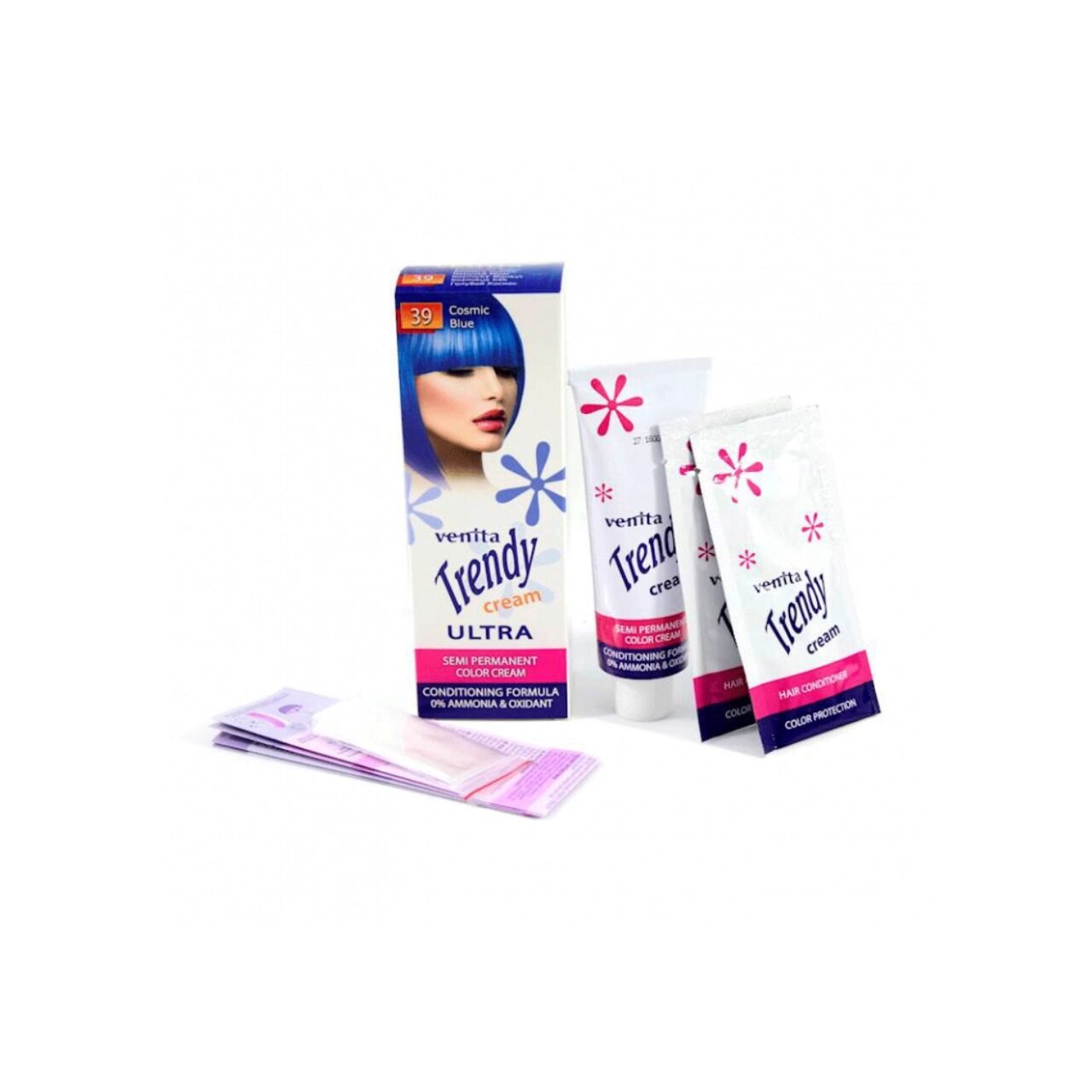 Vopsea de par semipermanenta, Trendy Cream Ultra, Venita, Nr. 35, Azure blue - imagine 2