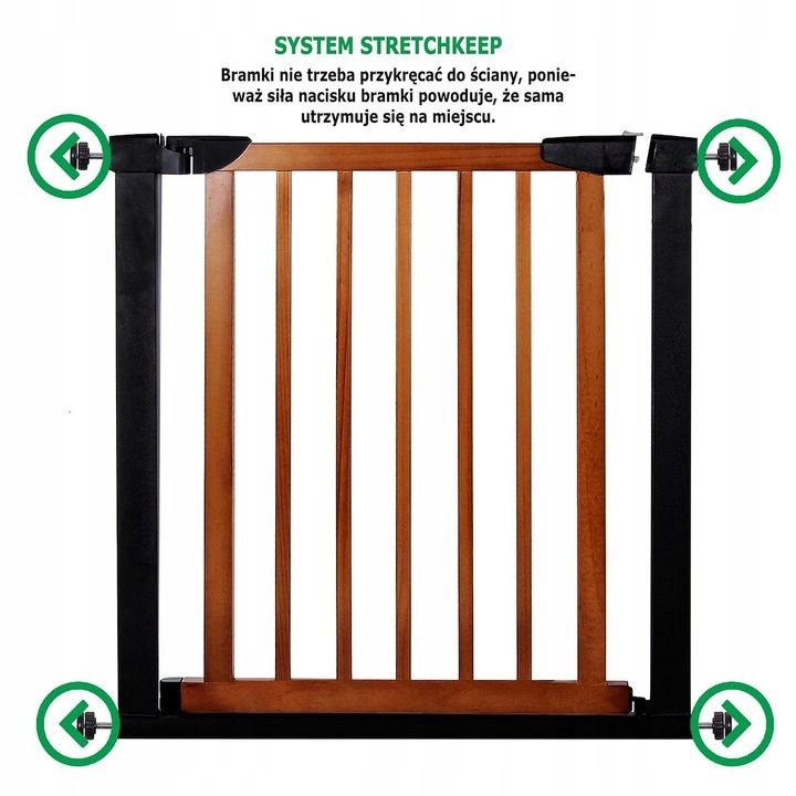 Poarta de siguranta Safety Gate pentru scari, ajustabila 103-110 cm, din otel si lemn, negru maro - imagine 5