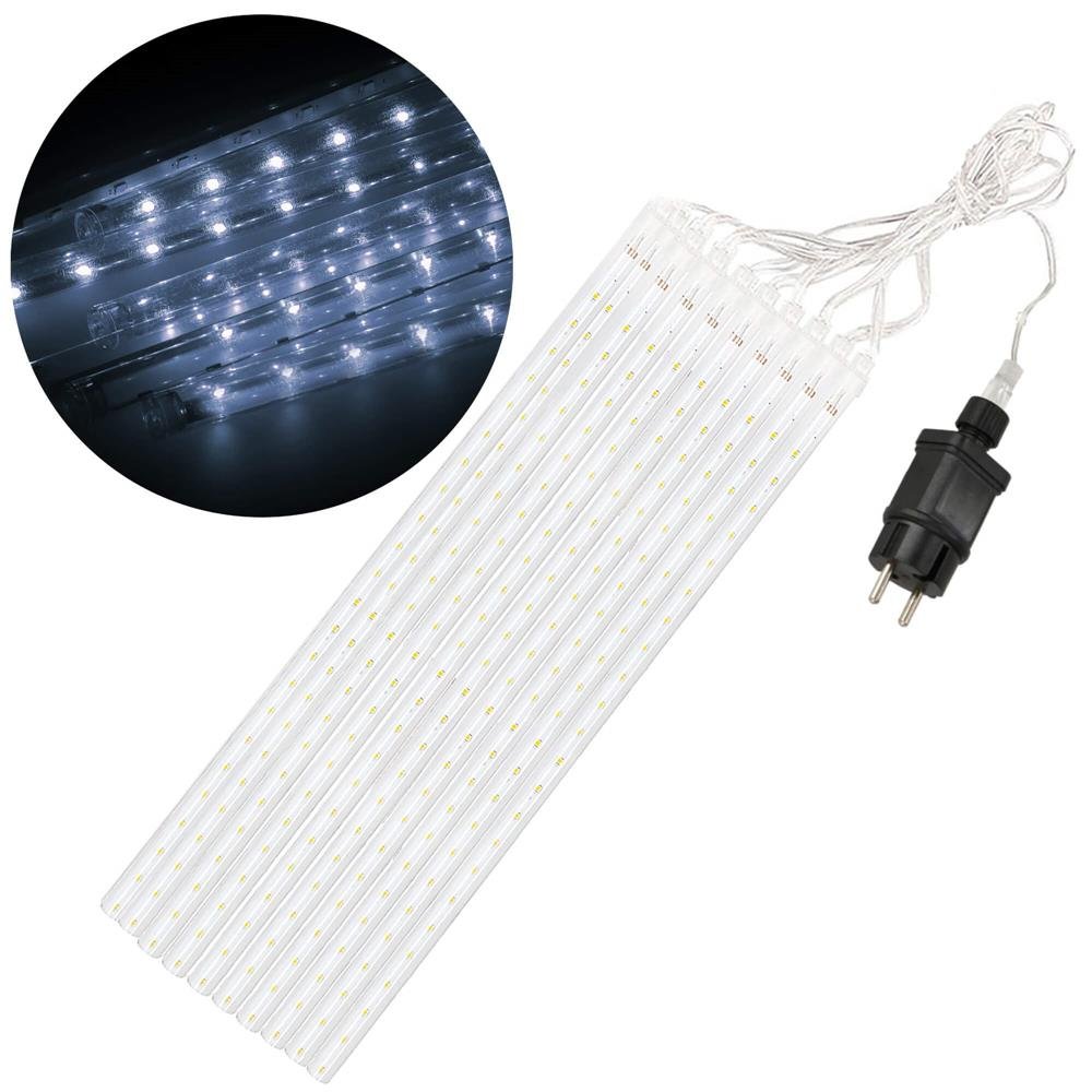 Instalatie de Craciun, 10 tuburi, 50cm, 480 LED, ploaie de meteoriti, alb - imagine 13