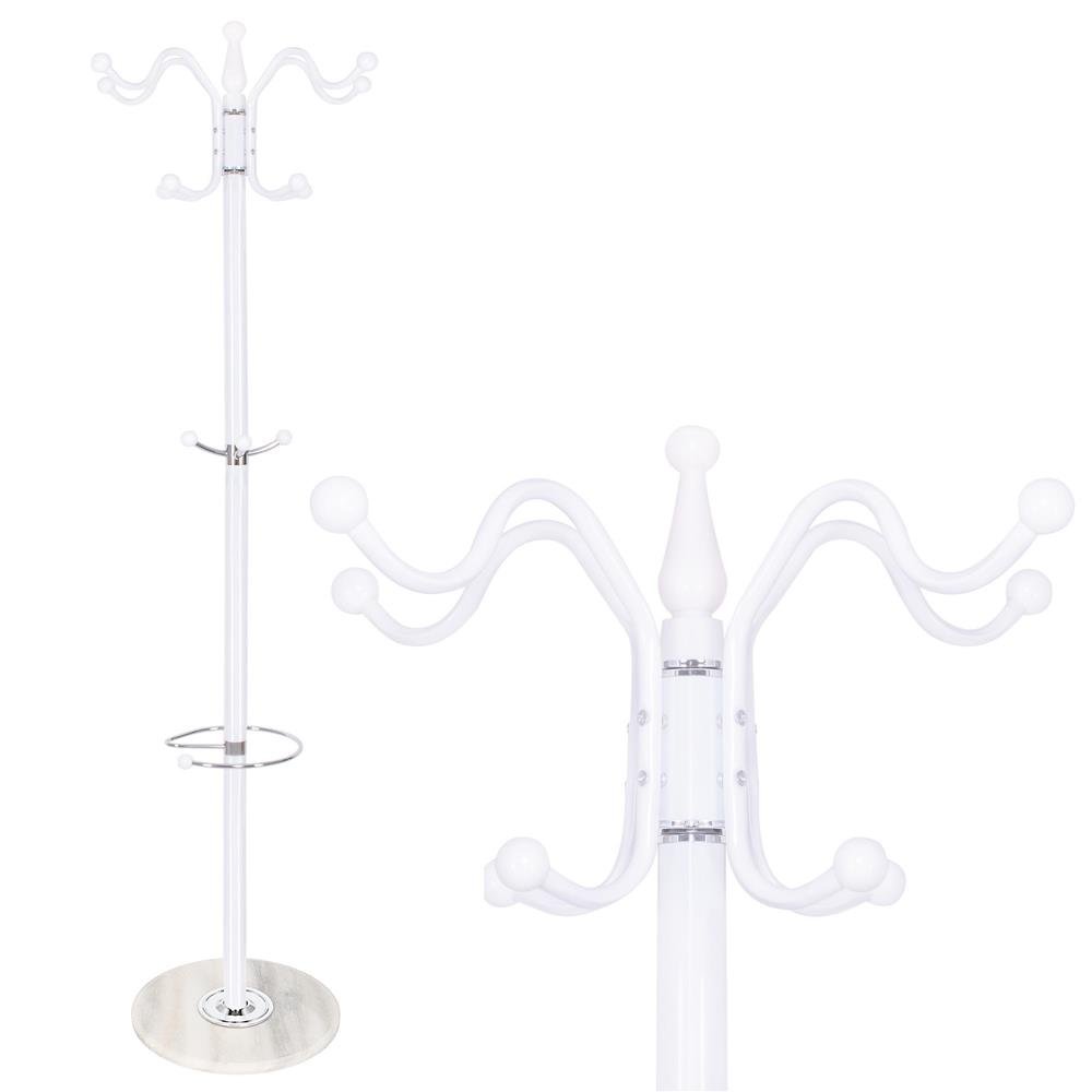 Cuier tip pom din metal Sersimo, 12 agatatoare, 174cm, alb - imagine 9