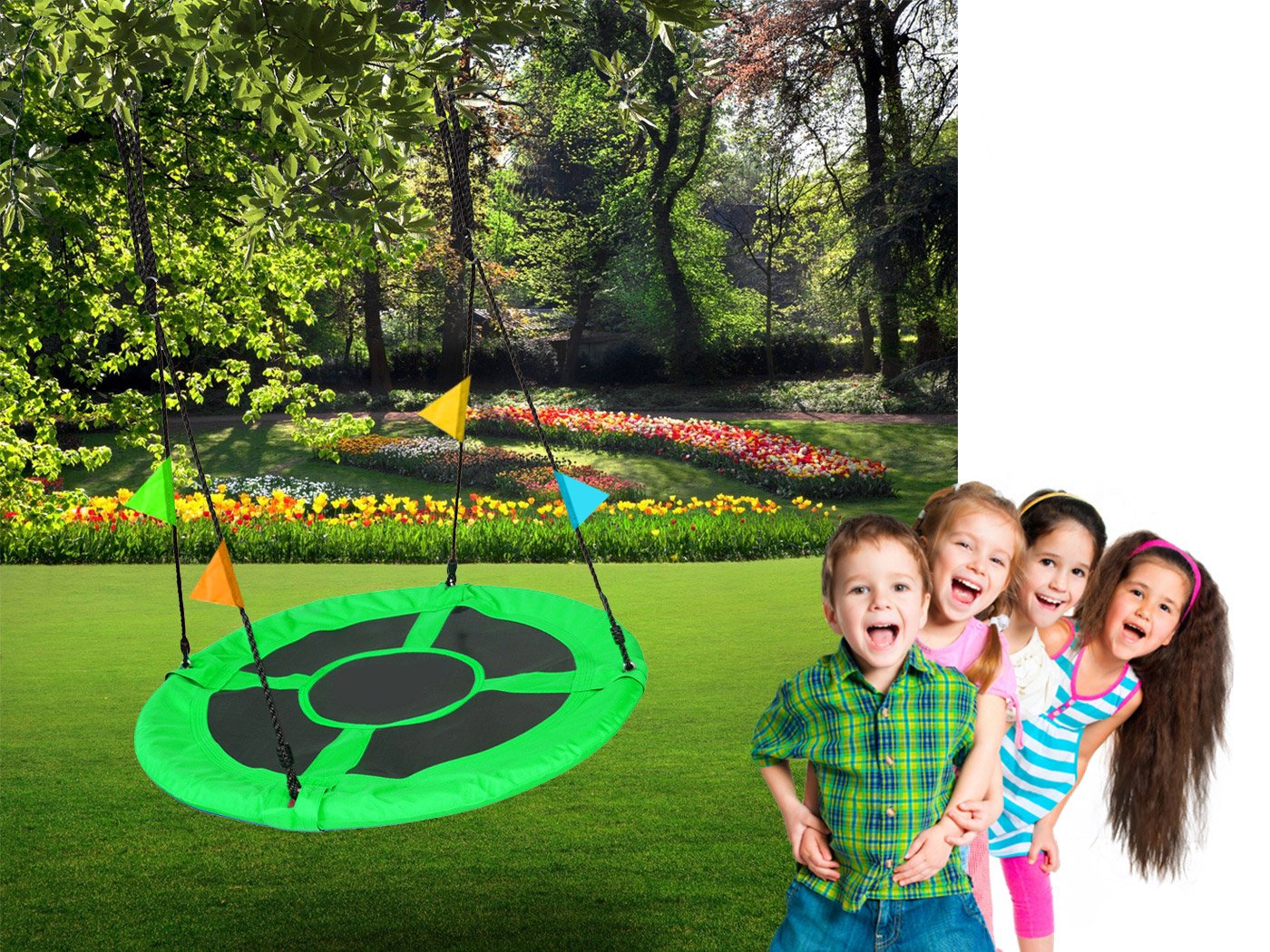 Leagan tip cuib Sersimo GO-L70D4A, 80cm, 100 kg, verde - imagine 2