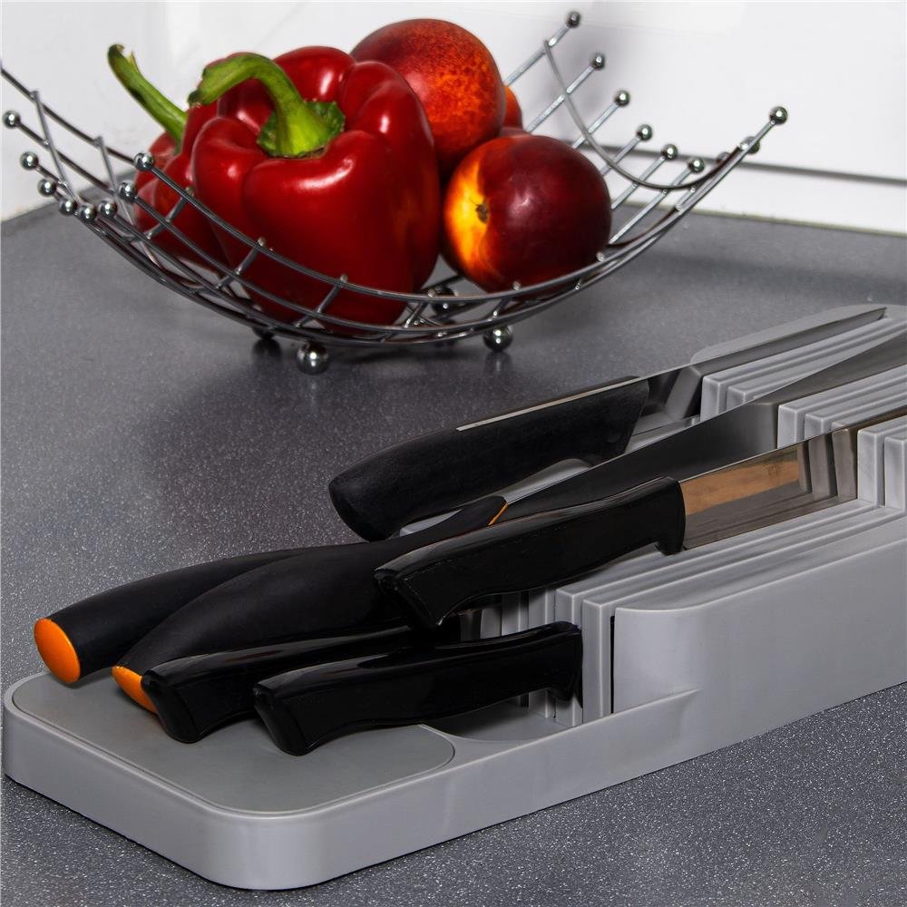 Organizator cutite pentru sertar, 9 compartimente, 40x14cm, gri - imagine 4