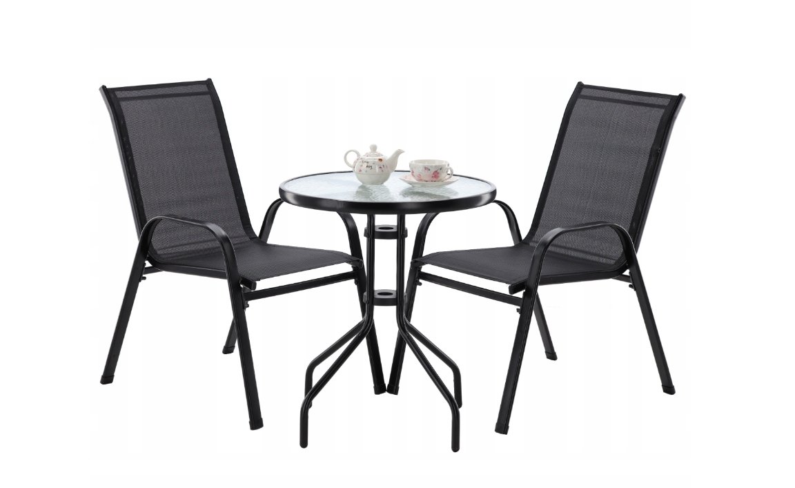 Set mobilier gradina Sersimo Torino, 2 scaune, 1 masa, gri antracit - imagine 8