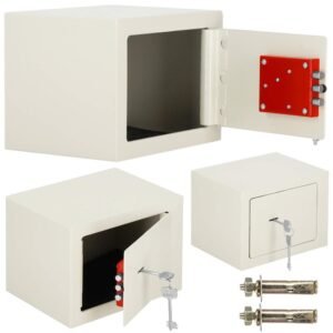 Seif standard cu cheie, 170x230x170 mm, Otel, Bej