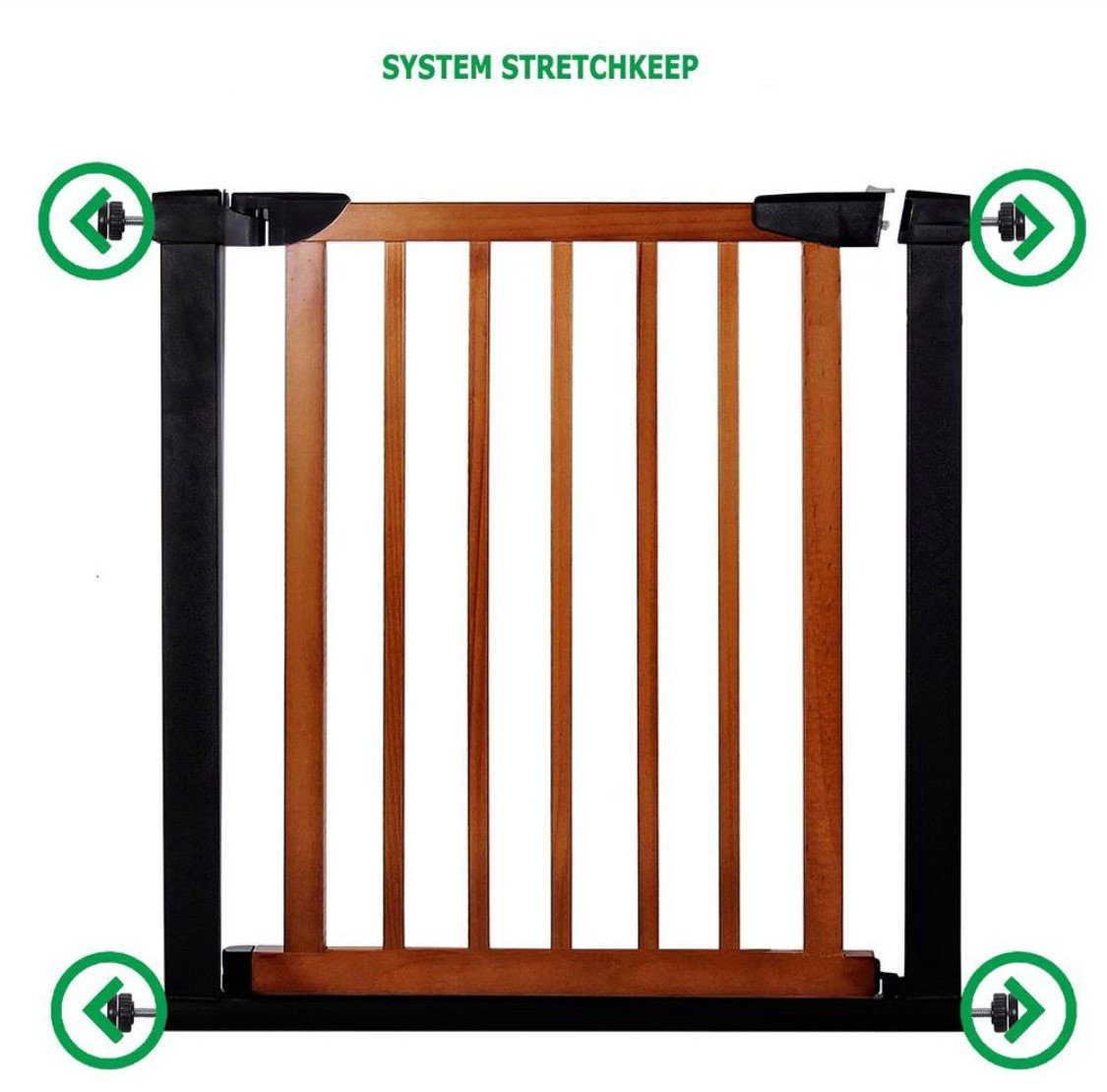 Poarta de siguranta Safety Gate pentru scari, ajustabila 117-124 cm, din otel si lemn, negru maro - imagine 8