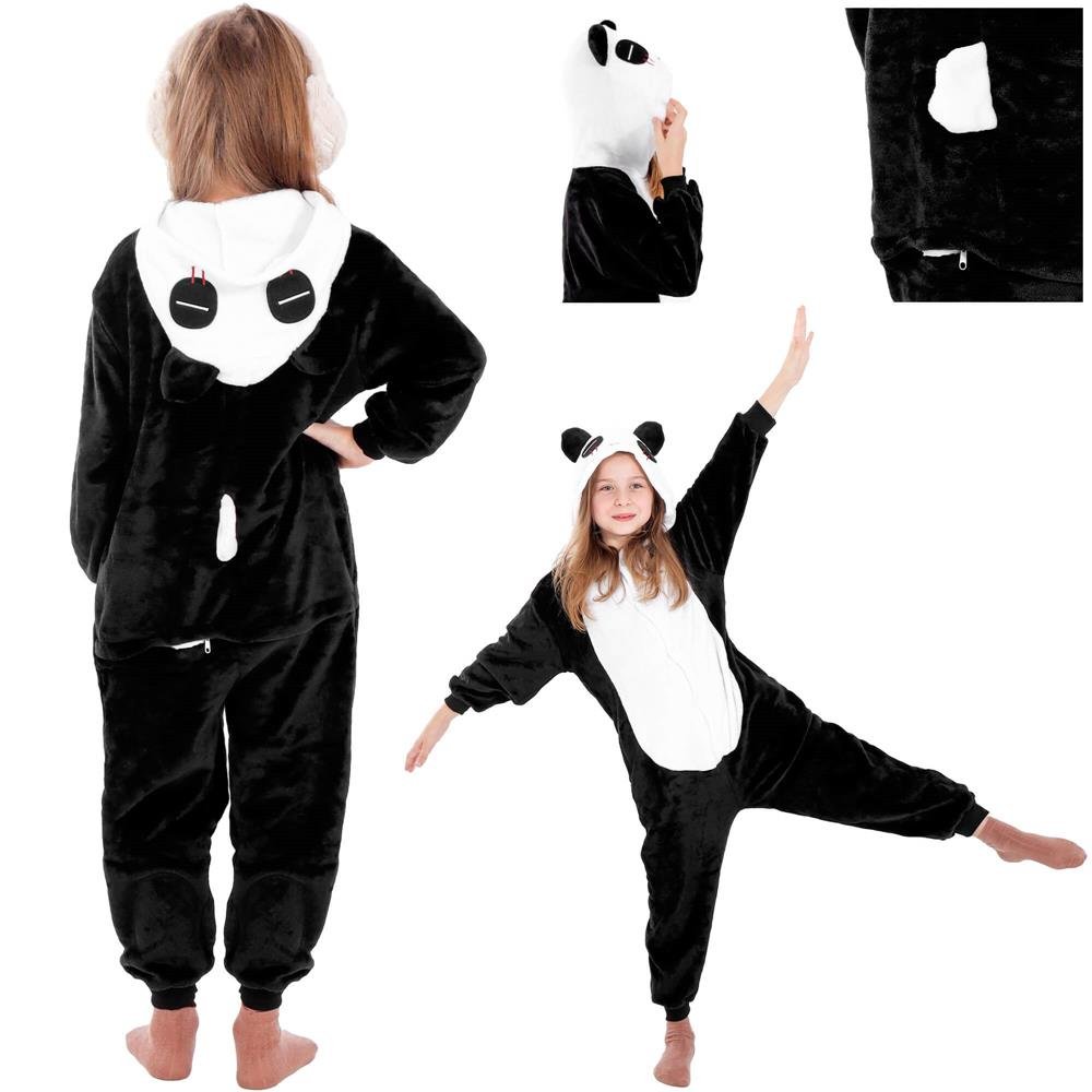 Pijama tip salopeta pentru copii, model panda, marime 125-140cm - imagine 5