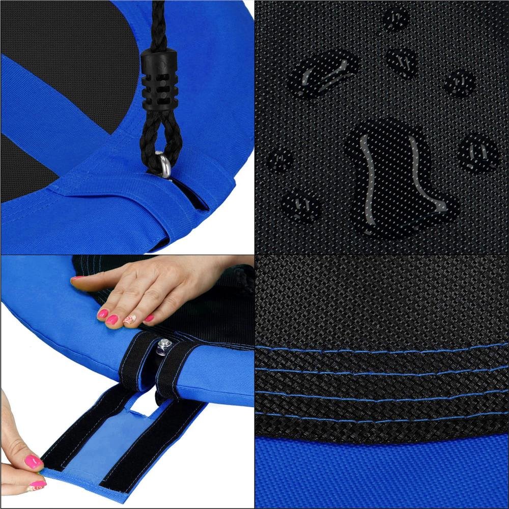 Leagan tip cuib Sersimo NS24, diametru 110cm, inaltime reglabila, pentru exterior, sarcina 150 kg, Albastru Negru - imagine 12