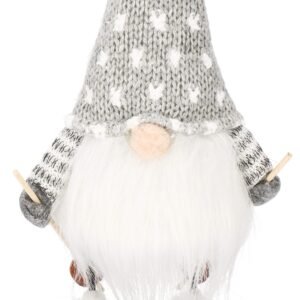 Figurina Craciun, Spiridus pe schiuri, inaltime 33cm